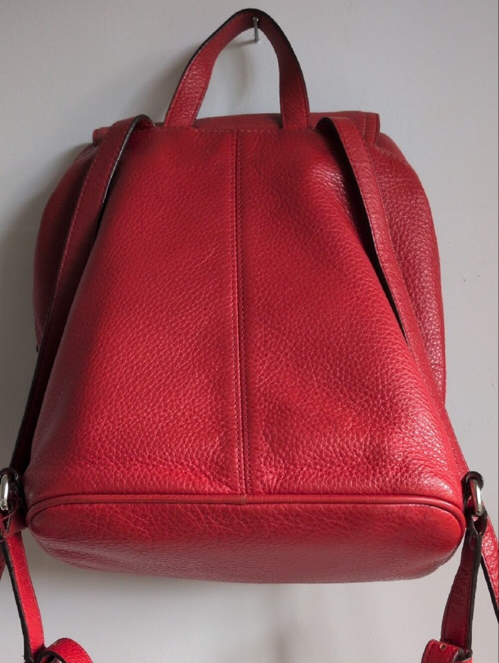 Red Leather Drawstring Backpack - Picture 2 of 5